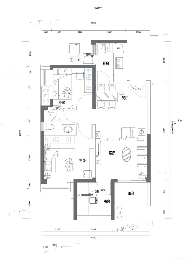 半山悦海花园3室2厅1卫81㎡户型图