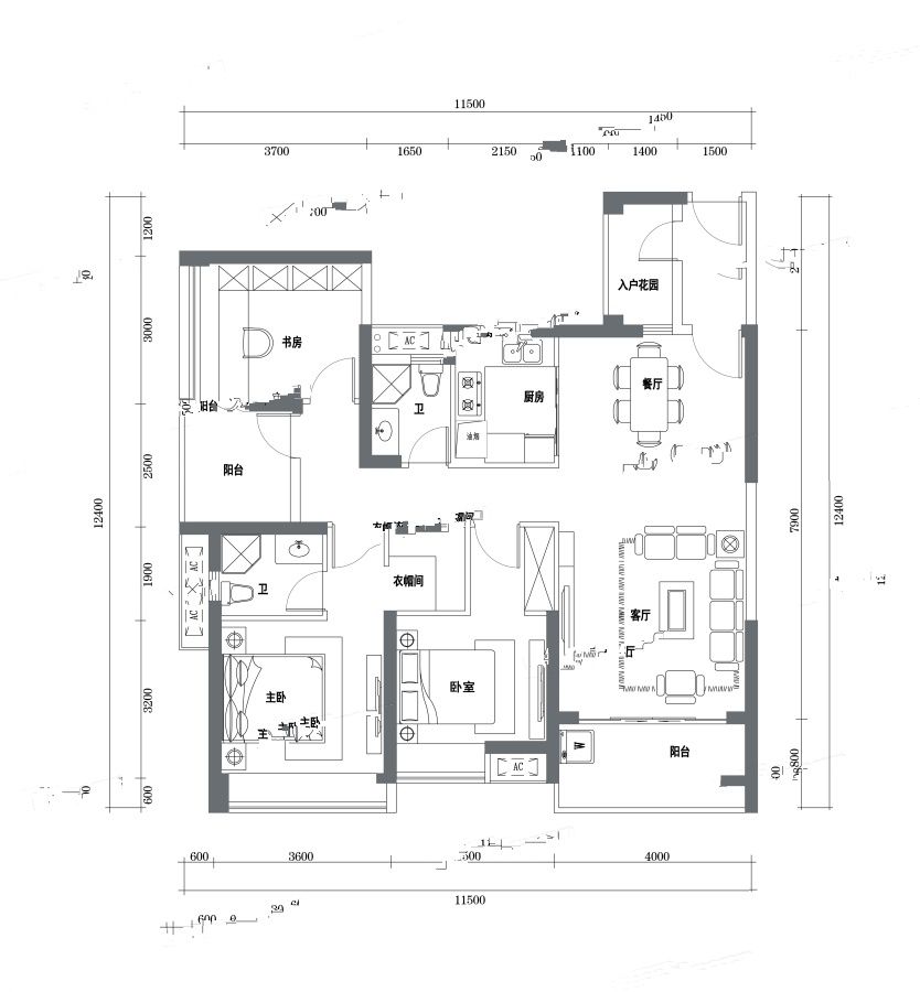 半山悦海花园3室2厅2卫133㎡户型图