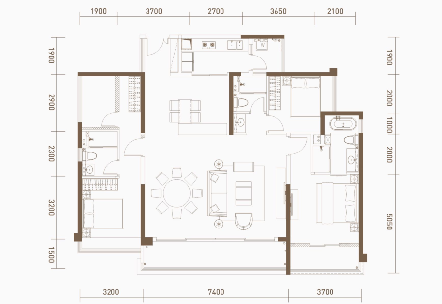 仁恒公园世纪4室2厅2卫165㎡户型图