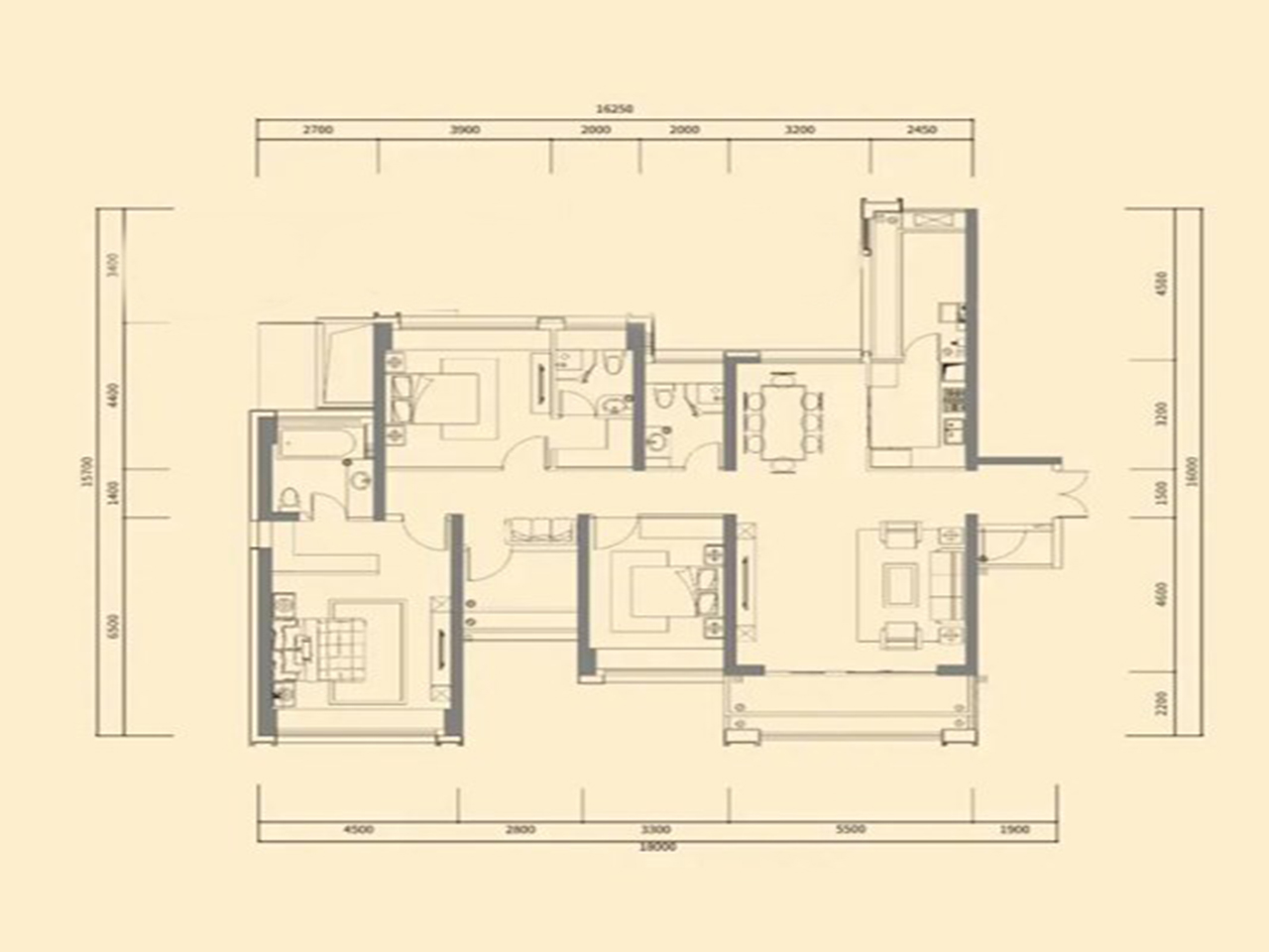都市茗荟花园4室2厅3卫199㎡户型图