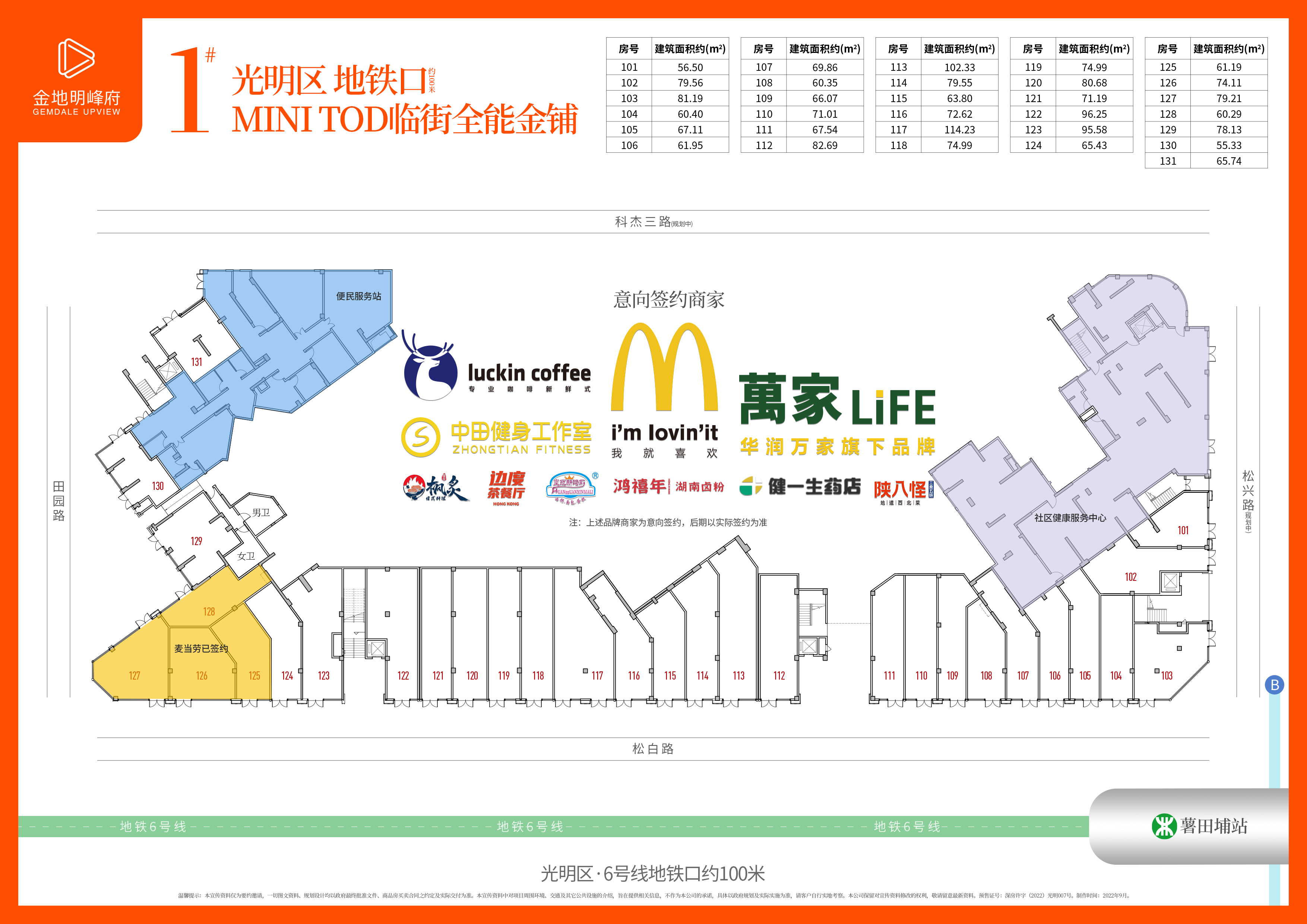 金地明峰府商铺商业-商铺50㎡户型图