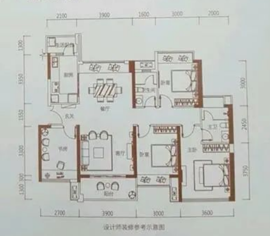 星河荣御天街4室2厅2卫125㎡户型图