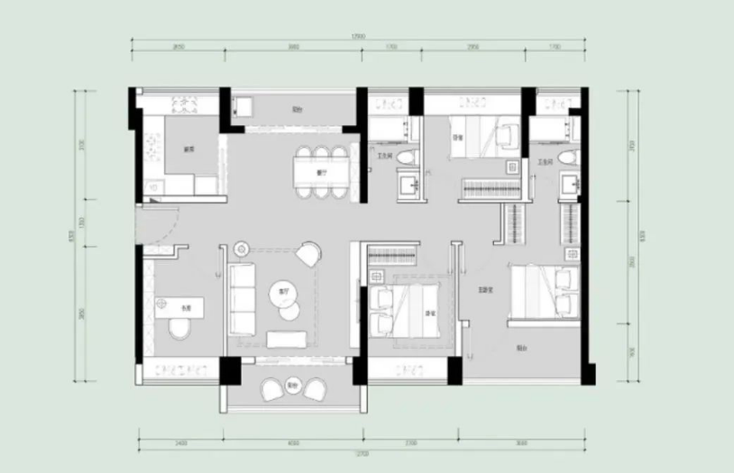 花润里4室2厅2卫117㎡户型图