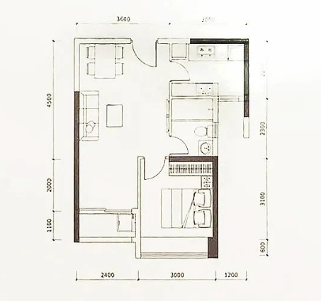 正东名苑1室1厅1卫59㎡户型图