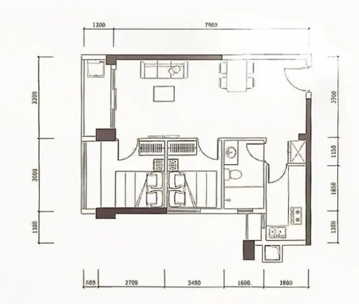 正东名苑2室1厅1卫78㎡户型图
