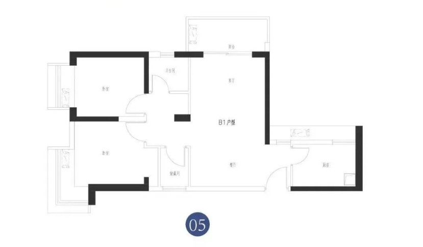 皇嘉珑府3室2厅1卫82㎡户型图