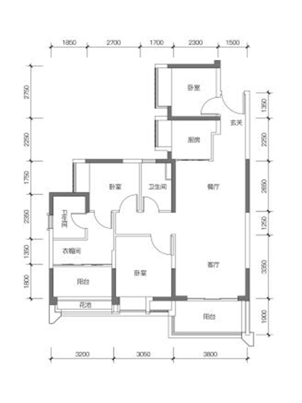 融湖盛世花园3室2厅2卫112㎡户型图