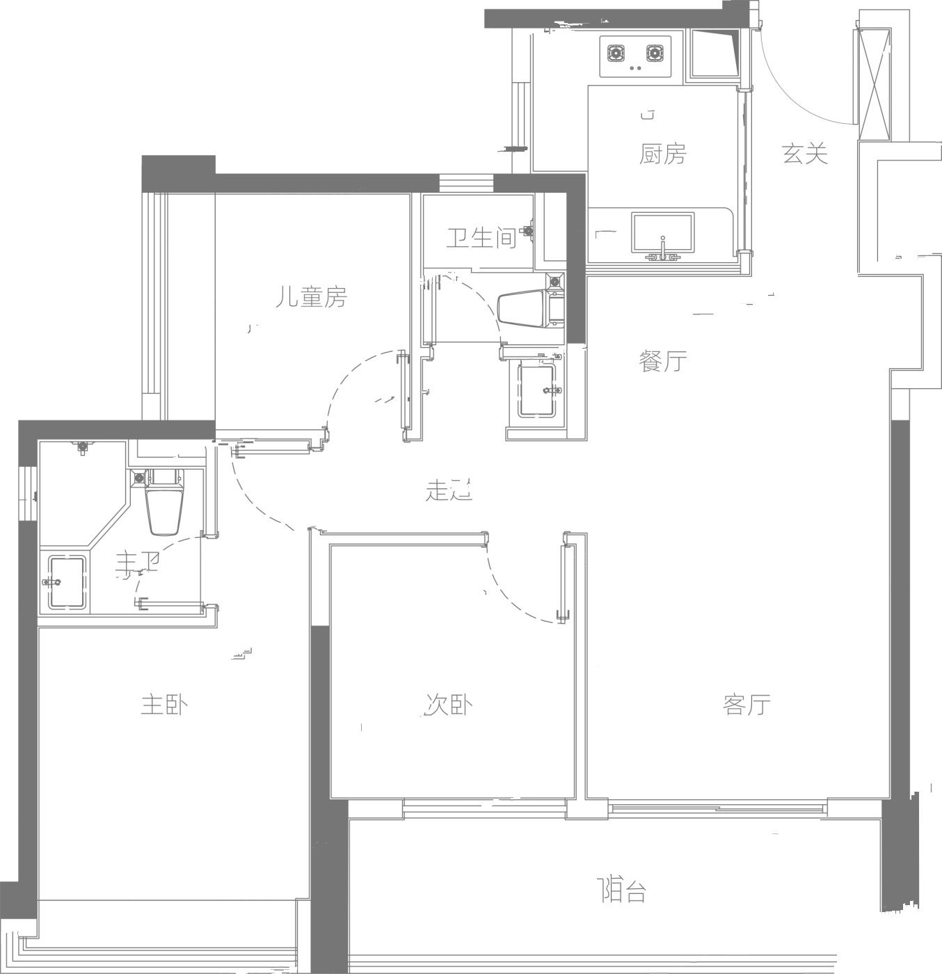 联发悦尚居3室2厅2卫94㎡户型图