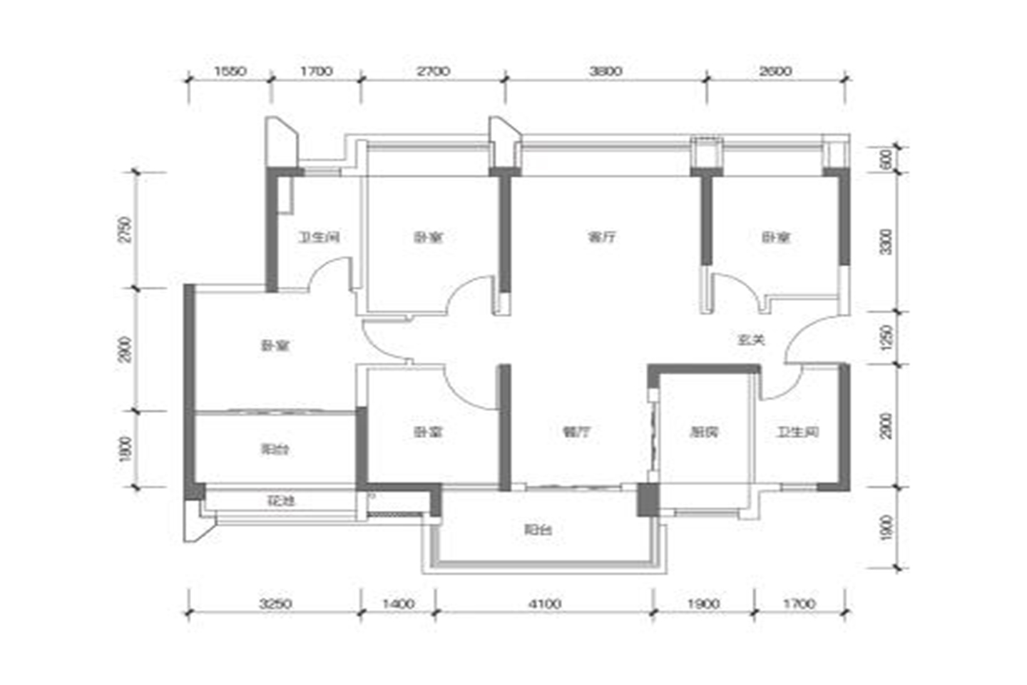 融湖盛世花园4室2厅2卫110㎡户型图