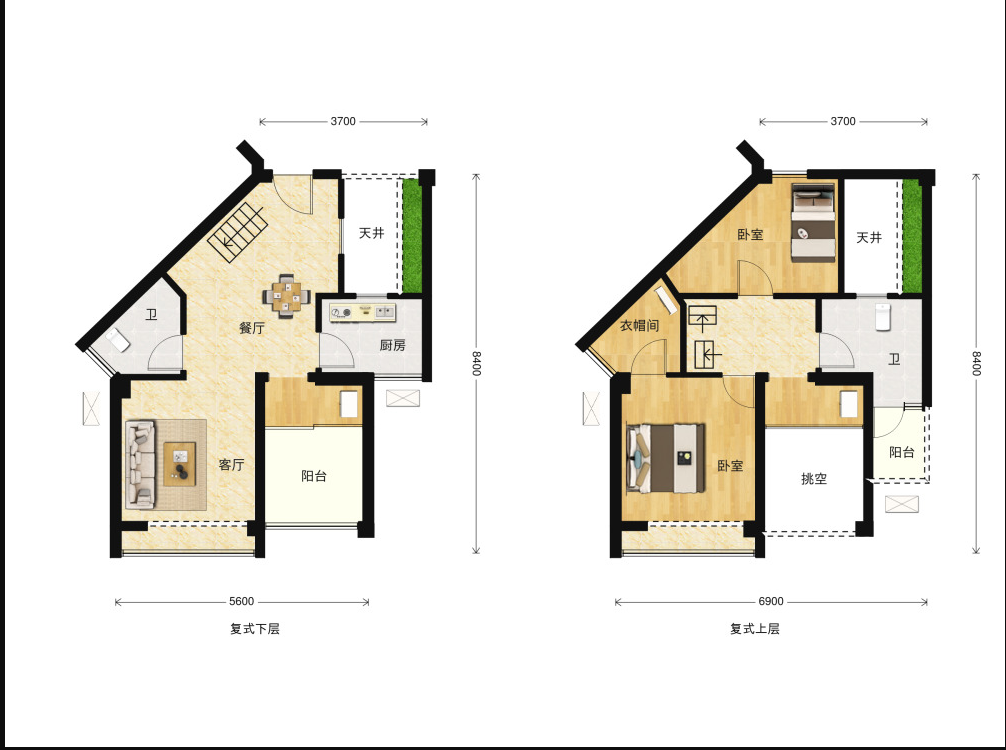 悦千山雅园3室1厅1卫88㎡户型图