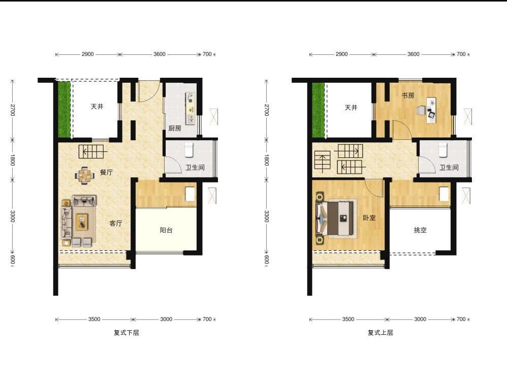 悦千山雅园3室1厅1卫98㎡户型图