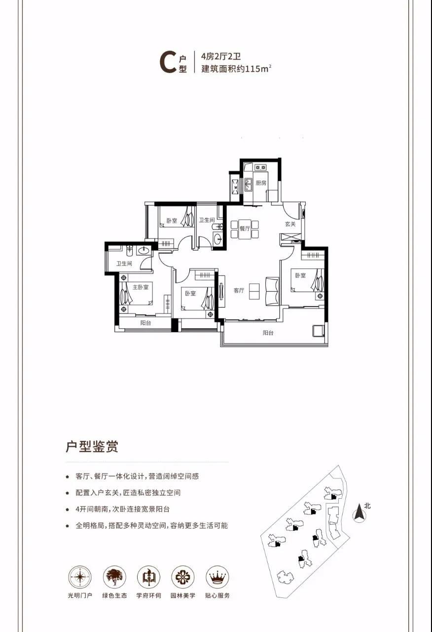 金融街华发融御华府4室2厅2卫115㎡户型图