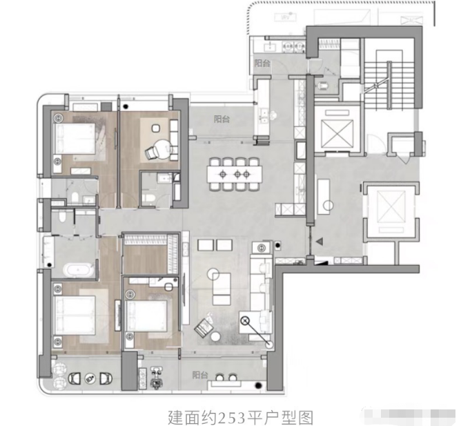 金地环湾城4室2厅2卫253㎡户型图