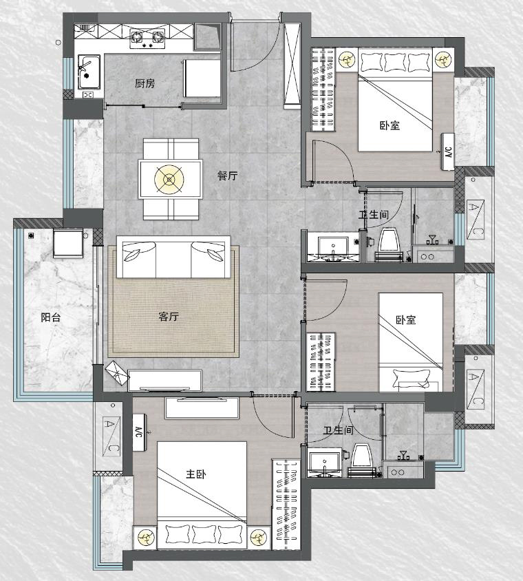 华润置地公园九里花园3室2厅2卫94㎡户型图