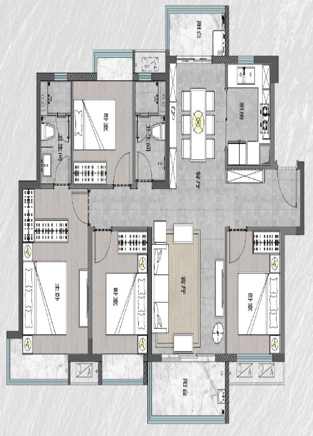 华润置地公园九里花园4室2厅2卫126㎡户型图