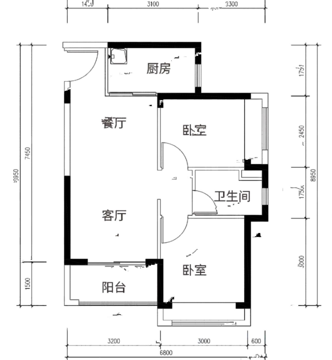 安居云畔2室2厅1卫70㎡户型图