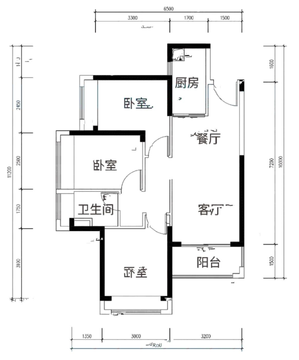 安居云畔3室2厅1卫88㎡户型图