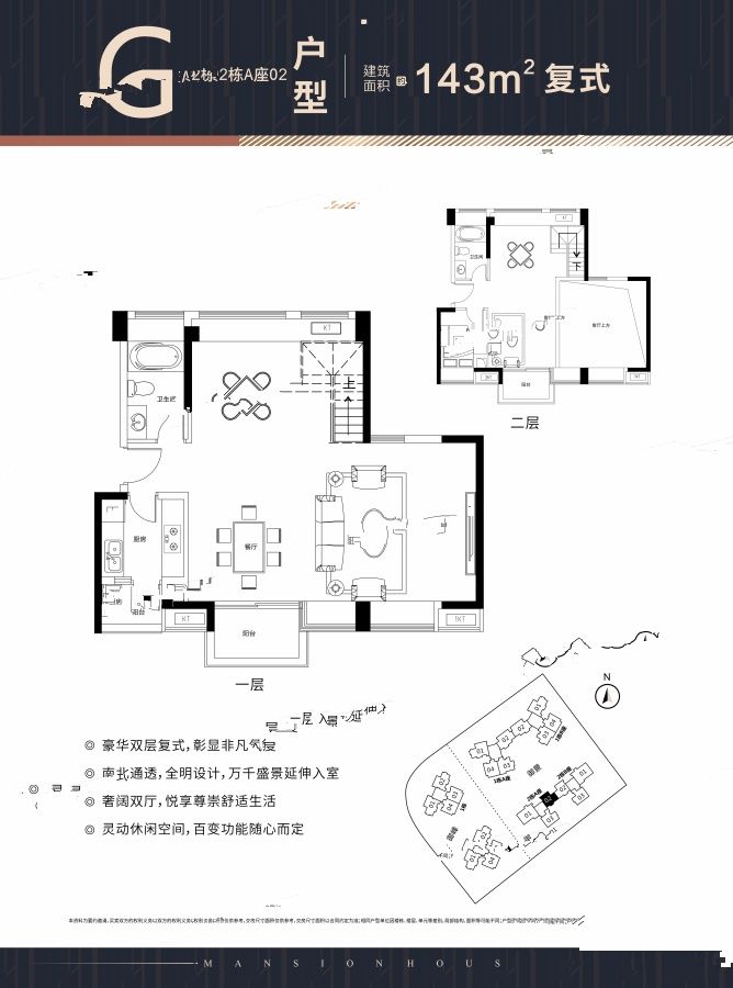 宝昌利御景御峰公馆1室2厅2卫143㎡户型图