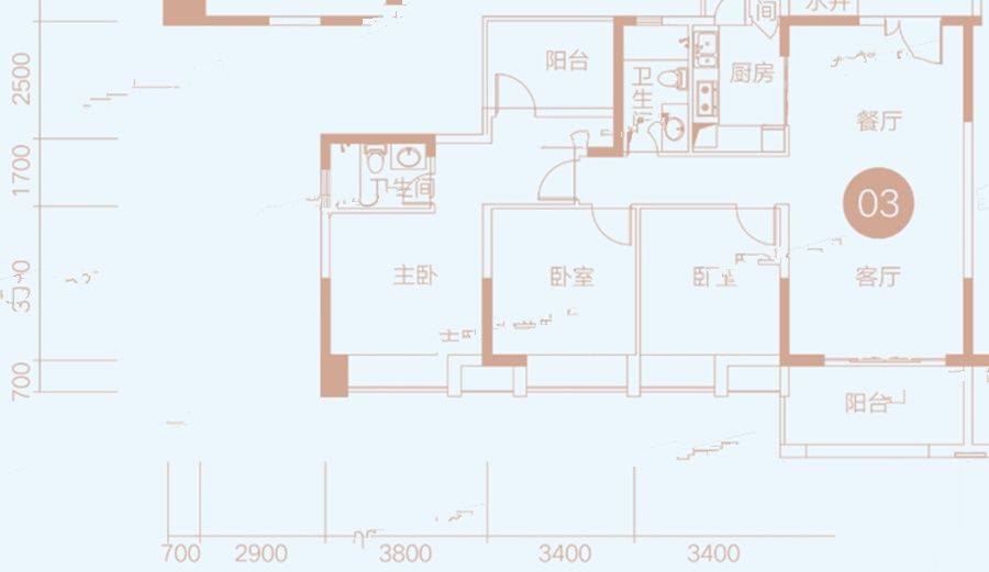 昊龙华庭3室2厅2卫135㎡户型图