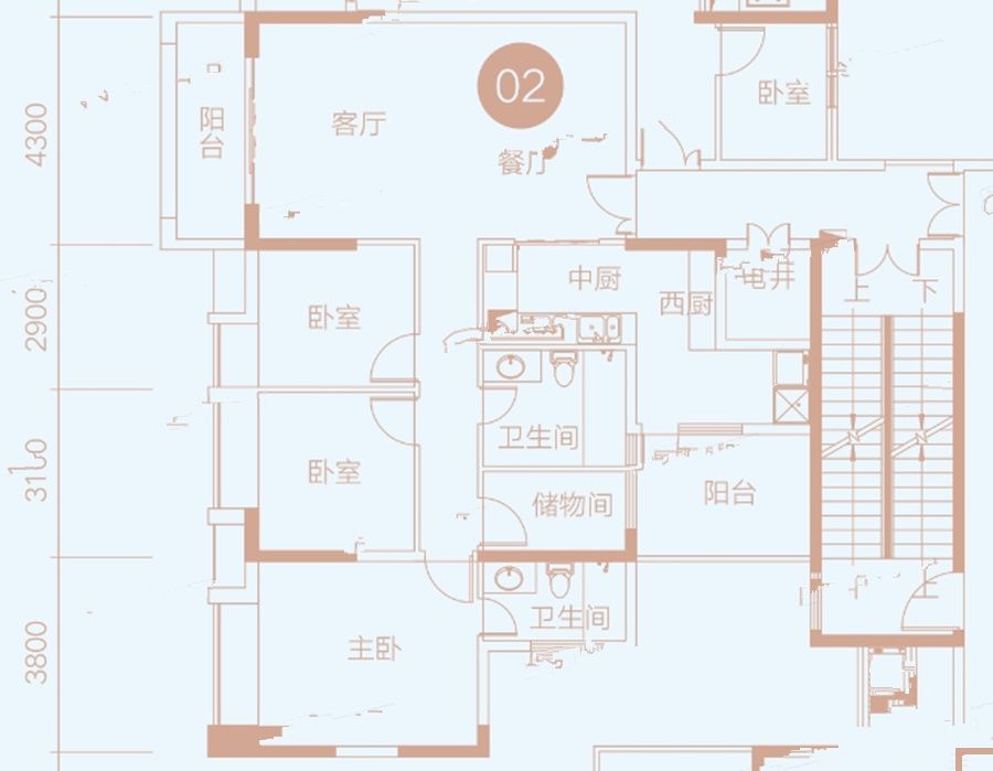 昊龙华庭3室2厅2卫138㎡户型图