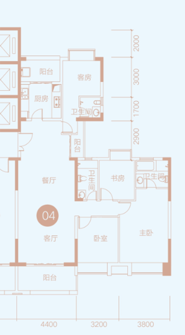 昊龙华庭4室2厅3卫162㎡户型图